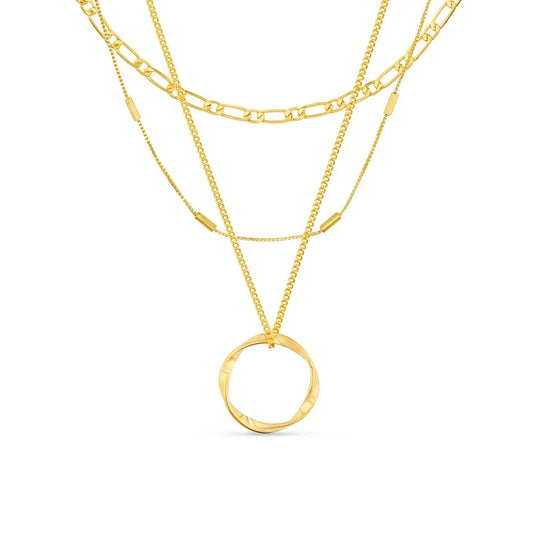 Three-Row Open Circle Necklace